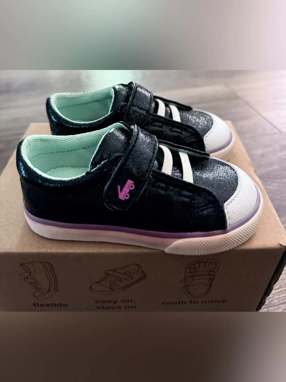 See Kai Run Alex Black Metallic low-top toddler sneaker